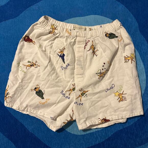 Vintage Pottery Barn Reindeer Print Boxer Shorts - Picture 1 of 5